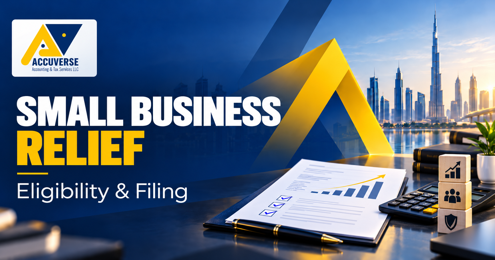 Small UAE business owner reviewing Corporate Tax relief eligibility and revenue records