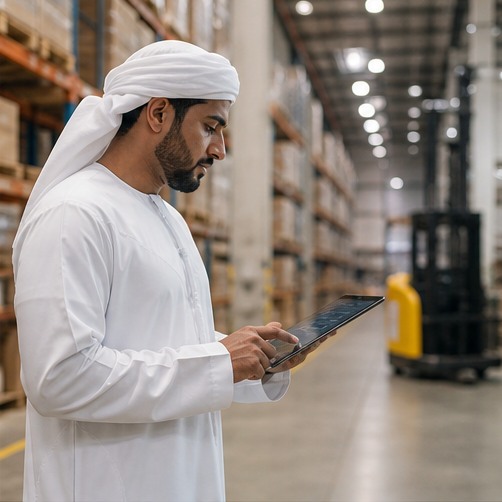 UAE logistics owner reviewing operations